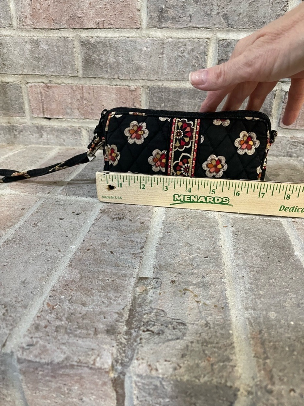 Vera Bradley Black Quilted Floral Wristlet with Red and Cream Accents - Picture 6 of 8
